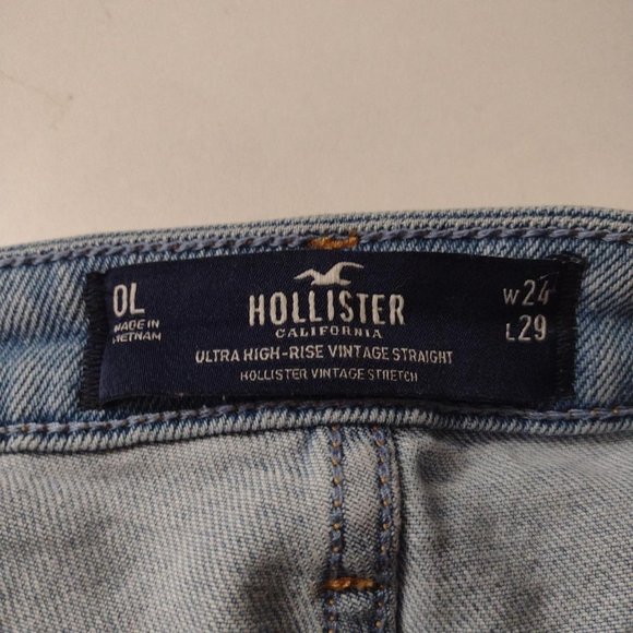 Hollister ultra high-rise vintage straight light wash jeans extra length - Picture 4 of 4